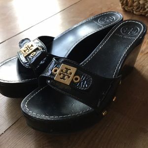 Tory Burch Black Patent Slide Wedge